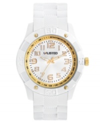 Keep your fashion fresh with this white-out watch with golden accents, by Unlisted.