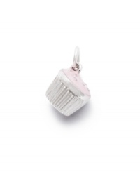 A sweet treat adds instant flavor to your style! Rembrandt's petite cupcake charm features pink enamel icing with sprinkles on top. Crafted in sterling silver. Approximate drop: 1 inch.