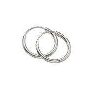 Continuous Endless Hoop Round Circle Small Sterling Silver Earrings 14mm