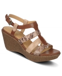 Contrasting straps make the Natalie platform wedge sandals by Naturalizer really stand out from the crowd.