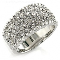 Silvertone Swarovski Crystal Pave Ring