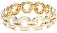 Anne Klein Union Square Gold-Tone Ivory Enamel Stretch Bangle Bracelet