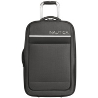 Nautica Luggage Harbour Rolling Expandable Carry-On Suitcase, Black/Silver, One Size