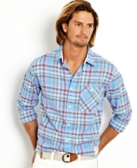 This madras plaid shirt from Nautica has large-scale plaid patterns, perfect for making a big declaration of your style.