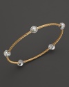 Charriol Stainless Steel Yellow PVD Classique Bangle with Pearls