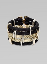 A five-row, rope design with two-tone metal accents and a goldtone clasp. RopeTwo-tone metalLength, about 8¼Spring clasp closureMade in USA