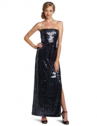 BCBGMAXAZRIA Women's Lela Strapless Sequined Long Gown, Ink Combo, 2