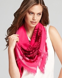 Four burgundy eagles fly across this hot pink Leigh & Luca NY scarf for a fashionable take on freedom. Like a work of art, each limited-edition Leigh & Luca NY scarf is numbered and packaged in a signature plastic bag with instructional flag art depicting ways to wear it. All scarves are made on Mongolian looms over 100 years old.