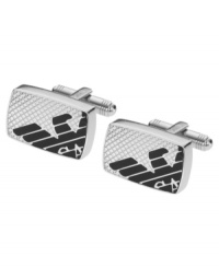 Keep your shirt cuffs from flying away with these stainless steel eagle cufflinks by Emporio Armani.