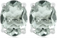 Sterling Silver 8x6mm Oval Green Amethyst Earrings