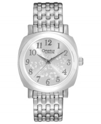 With a floral silk screen design at the face, this lovely Caravelle by Bulova lets your style bloom.