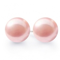 Bling Jewelry Tahitian Style Sea Shell Pink Pearl Ball Stud Earrings Size 12mm