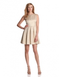 Vince Camuto Women's Sleeveless A-Line Jacquard Dress, Tiramisu, 6