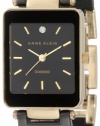 Anne Klein Women's AK/1020BKBK Black Ceramic Diamond Accented Dial Gold-Tone Watch