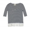 Denim & Supply by Ralph Lauren Three Quarter Sleeve Striped Lace Tee Top