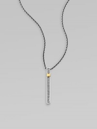 From the Nile Collection. A stunning vertical bar of sterling silver set with sparkling white topaz and accented in glowing goldplating, on a bold silver chain.White topazSterling silverGoldplatedChain length, adjusts from about 16-18Pendant length, about 1¼Lobster claspImported