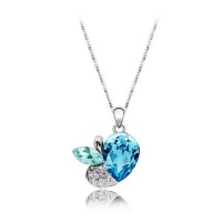 Silver Tone White Gold Swarovski Style Crystal Apple Pendant Necklace