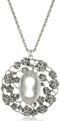 Lucky Brand Boho Baroque Silver-Tone Openwork Keyhole Pendant Necklace