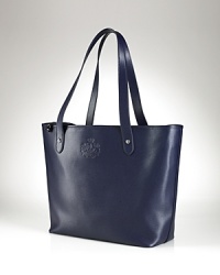 A have-forever favorite from Lauren Ralph Lauren's classic, Newbury collection, this generous leather tote features well-constructed top handles, embossed detailing and a cotton-lined interior.