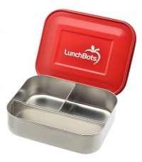 LunchBots Trio Stainless Steel Food Container, Red