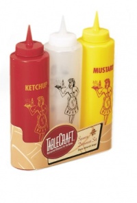 Tablecraft 1112KMC 3-Piece Nostalgia Squeeze Bottle Set, 12-Ounce