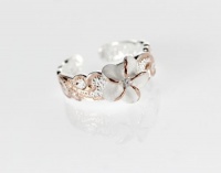 Sterling Silver Two tone Plumeria Toe Ring