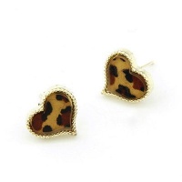 Leopard Heart Studs (Dime-Sized)