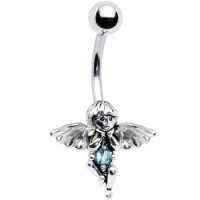 Silver 925 Aqua Angelic Guardian Angel Belly Ring MADE WITH SWAROVSKI ELEMENTS