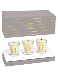 Celebrate the holiday season with a limited edition Annick Goutal votive candle set. Scent is a mixture of citrus fruits, Brazilian mandarin orange and majestic Siberian pine blended together to create an unforgettable scent. Set of 3. Burn time 8 hours each. 