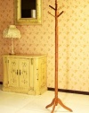 Frenchi Furniture Wood Coat/Hat Rack Stand in Oak Finish