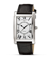 The Carree collection of Frédérique Constant offers classical and traditional design watches, on which the passing of time leaves no trace. Prominent Roman numerals, printed or polished and hand applied to the dial not only offer good legibility, but also give a contemporary spirit to these timeless timepieces. Automatic calibre: Hours, Minutes, Seconds and date. 42 h power-reserve. Made in Geneva, Switzerland.