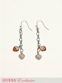 GUESS Heart Charm and Chain Earrings, ROSE GOLD