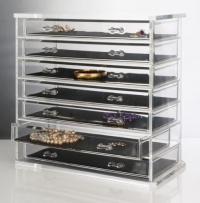 Deluxe 7-drawer Acrylic Jewelry Chest or Cosmetic Organizer with Removable Drawers and Liners