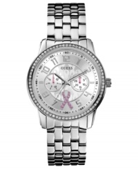 This sparkling watch from GUESS features a pink ribbon accent, showing support for breast cancer research. Ten percent of each retail sale goes to Susan G. Komen for the Cure®.