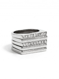 GUESS Five-Piece Silver-Tone Stacking Ring Set, SILVER (7)