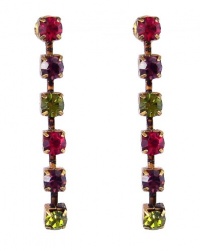 Earrings - Gold Tone Swarovski (tm) Crystals ~ Olivine, Ruby and Amethyst (FB58)