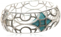 Judith Jack Turq Matrix Sterling Silver, Turquoise and Marcasite Caged Bangle Bracelet