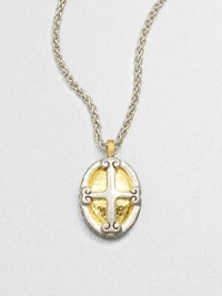 A classic style with vintage appeal featuring a sterling silver cross crest accented with radiant hammered 24k gold on a link chain. Sterling silver24k goldLength, about 17.7Pendant size, about.75Lobster clasp closureImported 