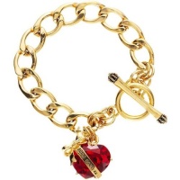 Juicy Couture Ruby Crystal Heart Starter Bracelet, Red, Gold