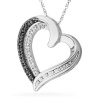 Sterling Silver Black and White Round Diamond Heart Pendant (1/8 ctttw)