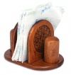 Mountain Woods Rattan Napkin Holder w/ Salt & Pepper Set