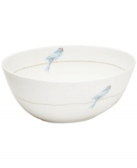 It's only natural. The whimsical Sky Song vegetable bowl from Martha Stewart Collection stars pretty blue birds on bare branches. Sleek bone china dinnerware is both dishwasher and microwave safe for carefree, everyday use.