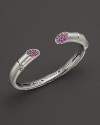 John Hardy's iconic sterling silver Bamboo cuff, detailed with faceted pink sapphires.