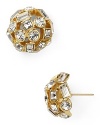 Glam glass stones are framed by gold plated metal on this pair of kate spade new york stud earrings, proving it pays to have fun with your fashion.