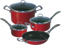 Chantal 7-Piece Copper Fusion Cookware Set, Chili Red