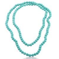 Endless Hand Knotted 8mm Turquoise Strand Beaded Necklace, 46 Inches Long