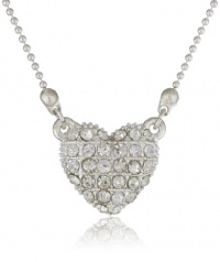 Nine West Hearts On Fire Silver-Tone Pave Crystal Heart Pendant Necklace