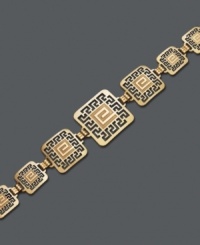 Style worthy of a goddess. Greek-inspired key bracelet features a graduated square design. Crafted in 14k gold over sterling silver and sterling silver. Approximate length: 7 inches.