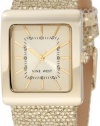 Nine West Women's NW/1292CHGD Square Gold-Tone Sparkle Strap Watch