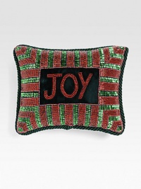 EXCLUSIVELY AT SAKS. A classic holiday message is at the center of this hand-beaded pillow in soft velvet, from renowned designer Sudha Pennathur. Hand-beaded8 X 10Velvet with polyester insertDry cleanImported